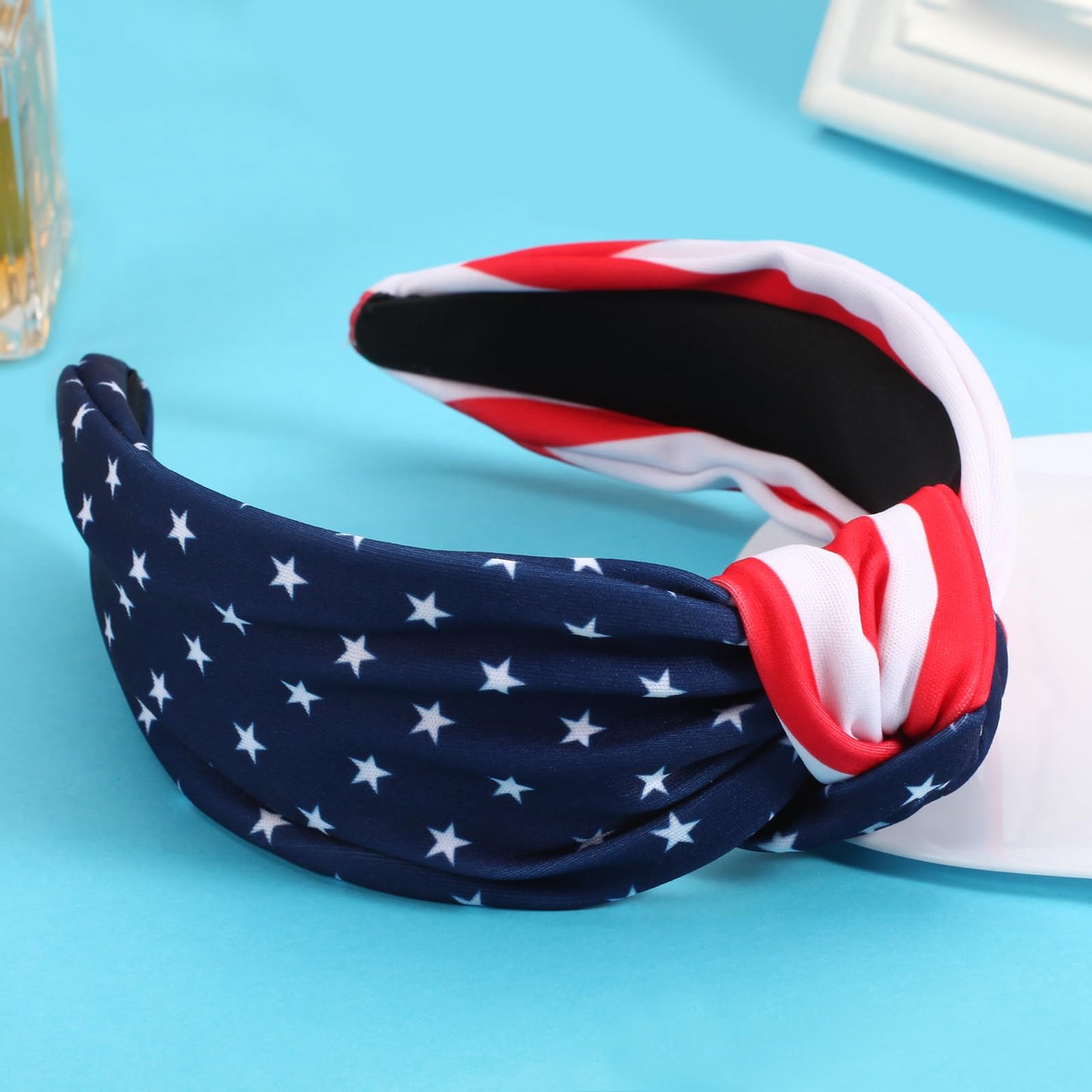 Ardorchid USA Flag Knotted Headbands for Women Girls Non Slip American Patriotic Independence Day 4th of July Wide Headband Red White and Blue Hair Accessories for Women Girls Gifts