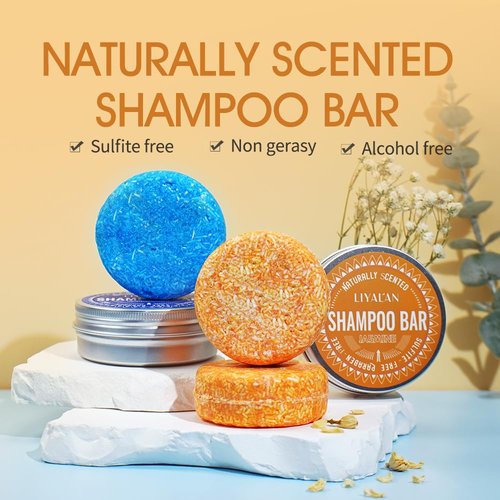 LIYALAN Shampoo Bar - Deep Cleansing Solid Soap for Fine Oily Hair | Rosemary & Jasmine (2 Pack)