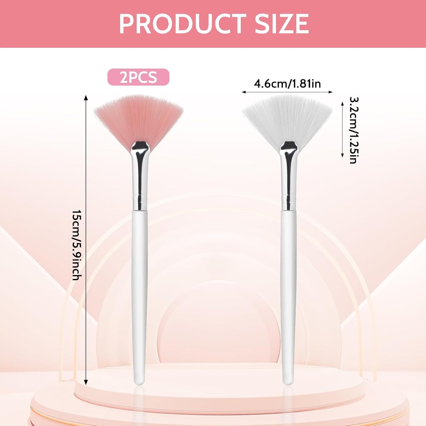 Giantree Fan Brushes Set - 4 Pcs Soft Makeup Applicators for Facial Masks | Pink & White