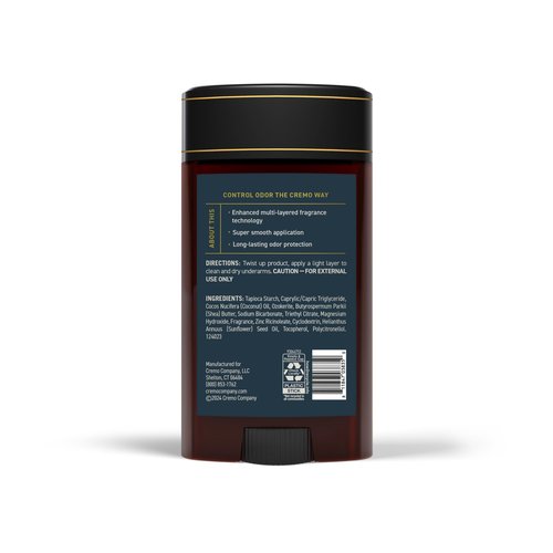 Cremo Palo Santo Aluminum Free Deodorant for Men, 48-hour Long Lasting Odor Protection, 2.65oz