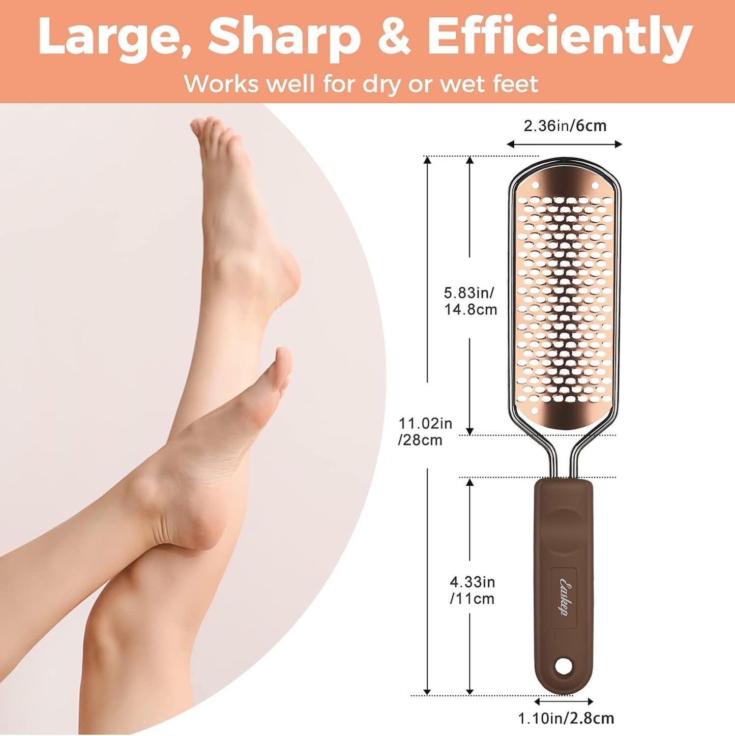 Easkep Foot File - Professional Callus Remover & Scrubber for Dry/Wet Feet | Golden Finish