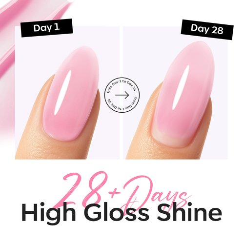 modelones Builder Nail Gel Top Coat, 15 ML No Wipe Ultra Gloss Jelly Pink Gel Polish Apex Building Nails Strengthening Extension Sheer Blush Color Nail Art Long Lasting Soak Off U V Manicure Gift