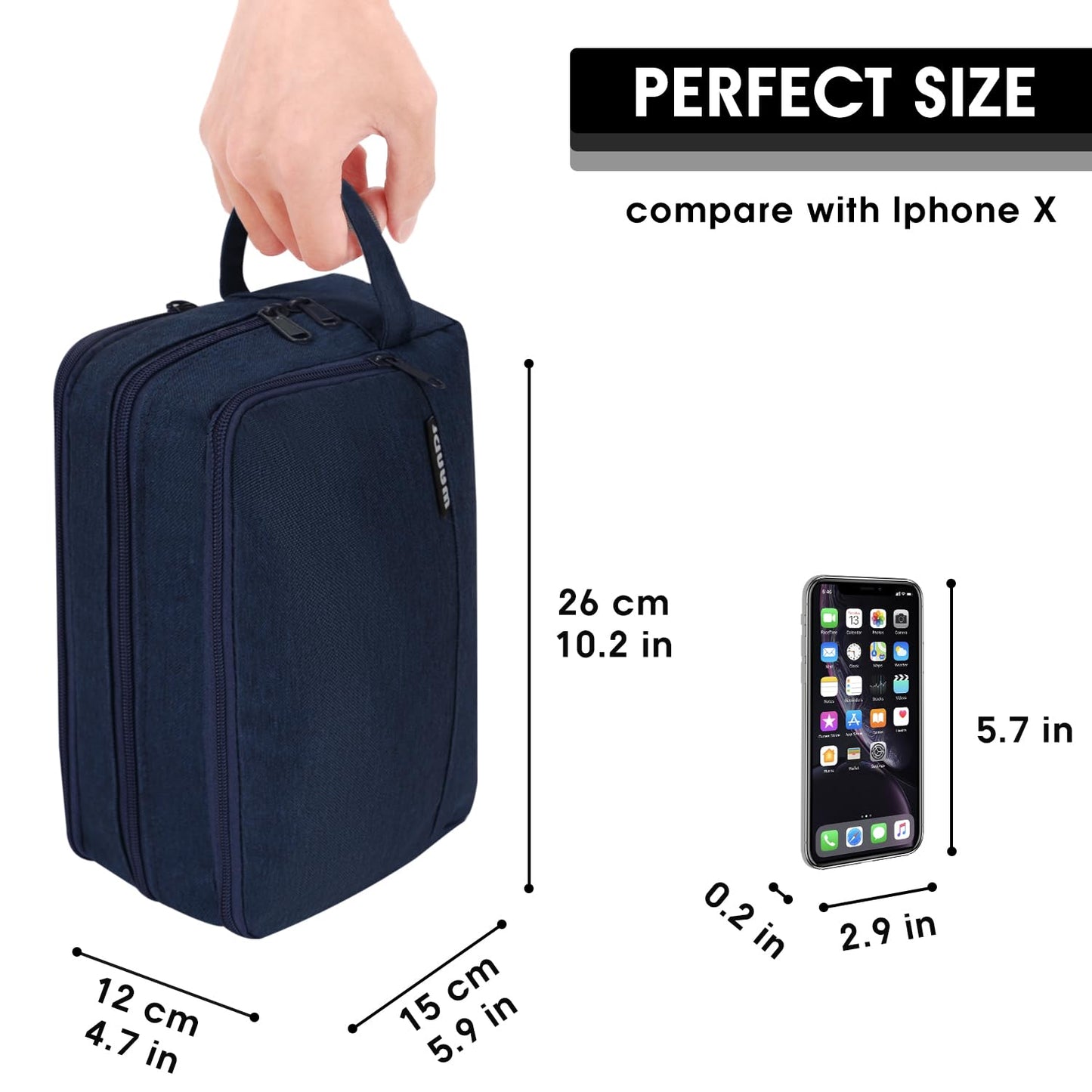 Toiletry Bag for Men Hanging Dopp Kit Water Resistant Shaving Bag Small Toiletry Bag for Traveling (Denim Pure Navy Blue)