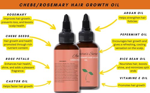 Amira’s Secret Ayurvedic Chebe Hair and Scalp Oil | Moisturizing and Nourishing | Great for All Hair Types | Rosemary Infused Oil | Great for Gifts (2fl oz)
