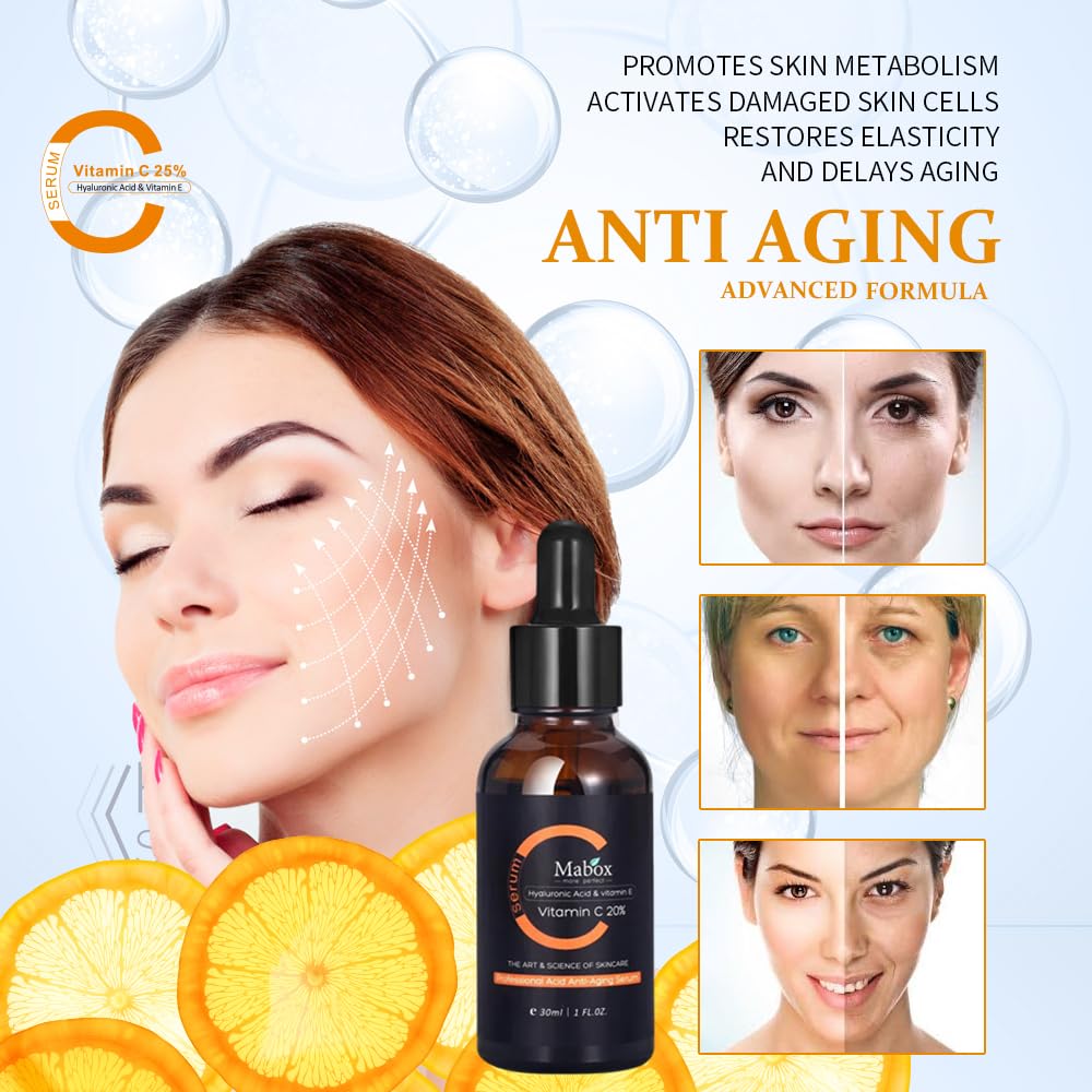 Skiennix Vitamin C Face Serum - Brightening & Hydrating with Hyaluronic Acid & Vitamin E | 1 fl. oz