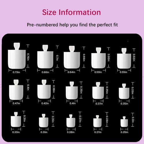 Swritatsk White Toe Nail Press Ons, Press On Toenails for Women, 150pcs White Toe Press On Nails tips, Fake Toenails Acrylic Toe Nail Tips Short Square False Toenails Artificial DIY 15 Sizes