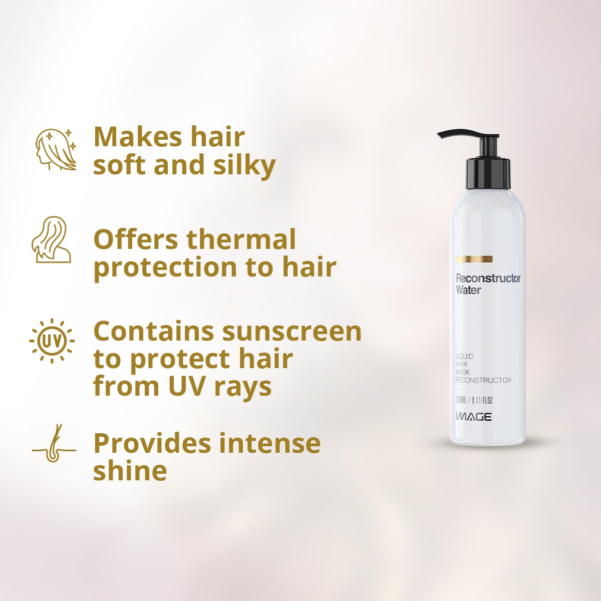 Skiennix Image Reconstructor Water - Liquid Hair Mask for Damaged Hair - Repairs & Moisturizes with Panthenol & Vitamin E - 8.11 Fl Oz