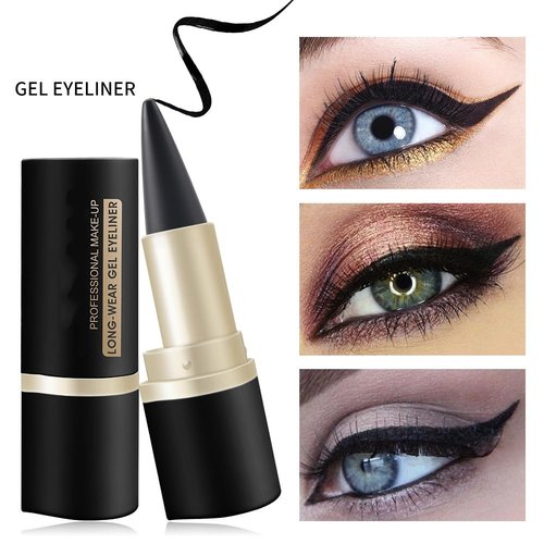 Matte Quick-Dry Eyeliner,Long Wear Gel Eyeliner Pencil,Natural Black Eyeliner Cream Waterproof Eyeliner Pen,Smokey Eyeshadow Palette Stick Crayon,Gel Eye Liner for Goth Halloween Makeup (Black)