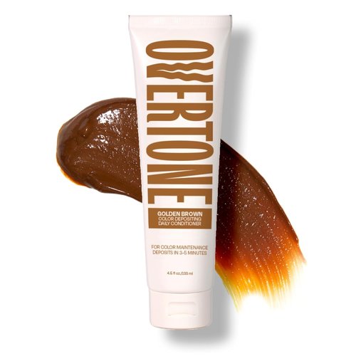 Overtone Daily Color Depositing Conditioner - Golden Brown | Hydrating Vegan Formula with Shea, Coconut & Avocado Oils, 4.5oz