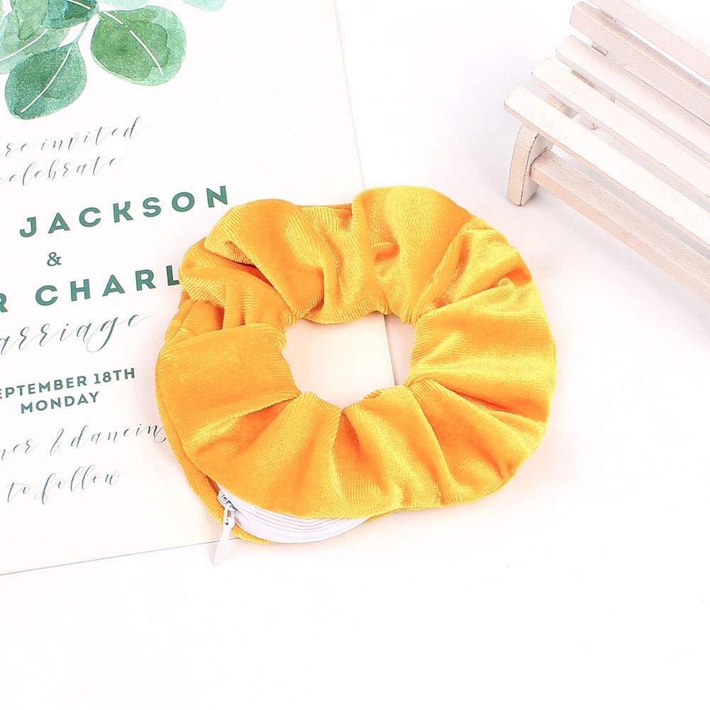 Women's Velvet Hair Ties with Hidden Zipper Pocket and Soft Elastic Bands - Scrunchies for VSCO Girls
