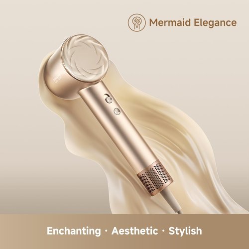 Dreame Glory Mix High-Speed Hair Dryer - Dual Voltage, 3 Magnetic Nozzles, Perfume Infusion, Gold