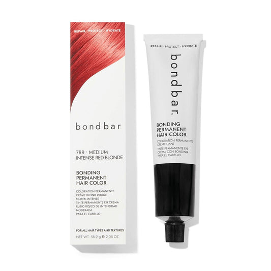 Bondbar 7RR Medium Intense Red Blonde Bonding Permanent Creme Hair Color, Repairing hair dye for all hair types, Vegan, Built in Bonding, 2.05 Oz