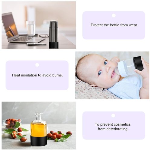 Honeydak Silicone Sleeve Bottom Base - Anti-Slip Cover for 16 oz Spray Bottles | Washable Rubber (Black)