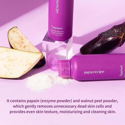Papa Recipe Eggplant Enzyme Cleansing Powder - Gentle Exfoliating Face Wash | 1.7oz/50g for Balanced, Moisturized Skin