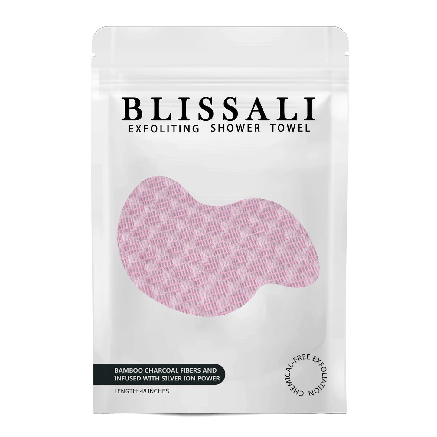 BLISSAL Exfoliating Shower Towel 48",Premium Scrub Wash Cloth for Body Face, Exfoliating Washcloth for Men and Woman(Pink)