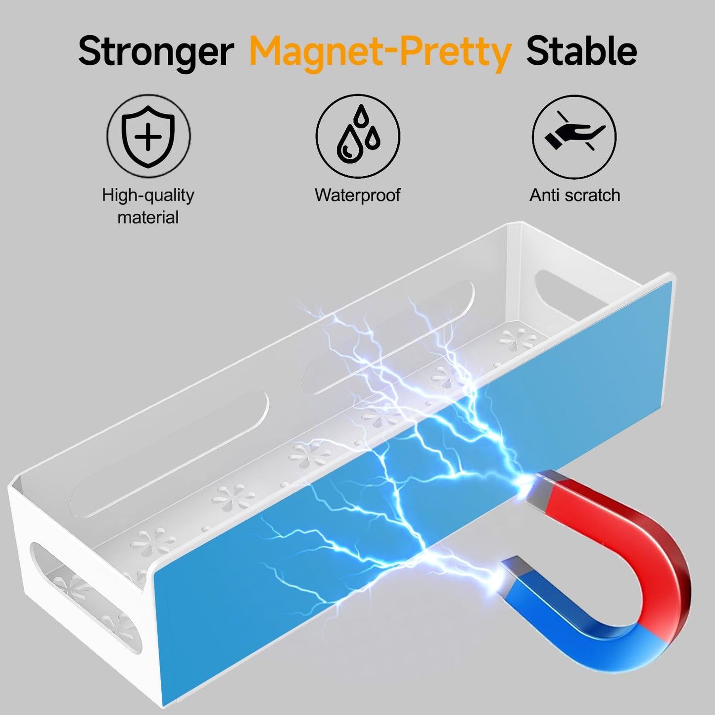 4 Pack Strong Magnetic Spice Rack for Refrigerator, Multipurpose Magnetic Shelf for Fridge with 4 Hooks for kitchen and Bathroom Organization, Black