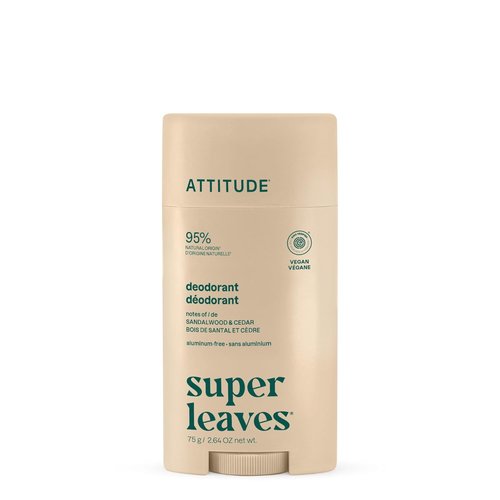 ATTITUDE Aluminum Free Deodorant - Natural Ingredients, EWG Verified, Sandalwood & Cedar Scent | 2.64 Oz