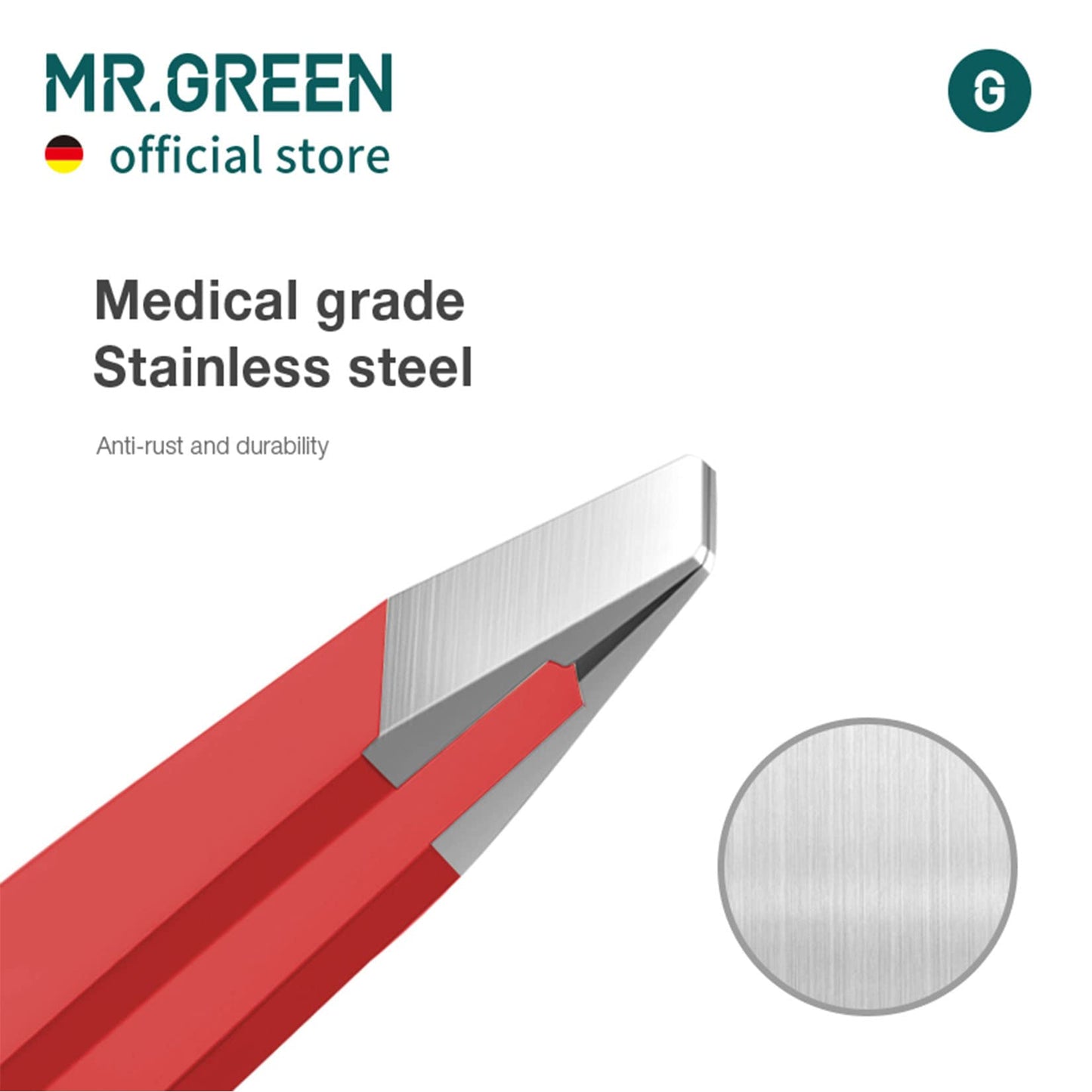 MR.GREEN Curve Handle Eyebrows Tweezers Professional Fine Hairs Removal Puller Makeup Tools Stainless Steel Beauty Clips Removal (Red)