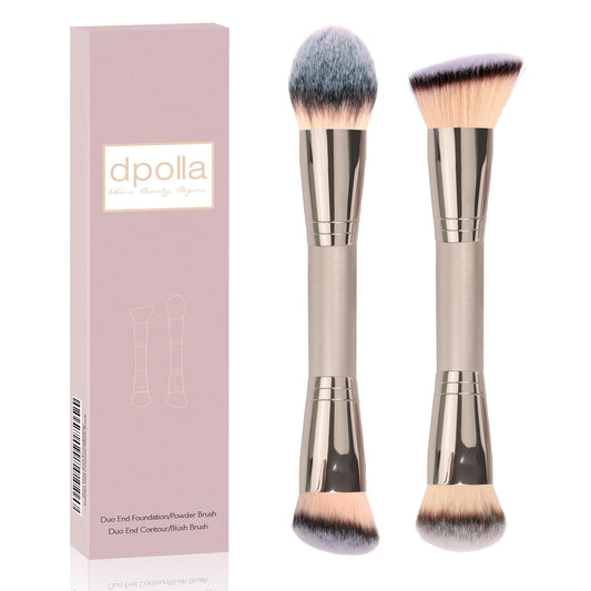 Skiennix Foundation Makeup Brushes - 2-Piece Premium Dual-Ended Set for Liquid & Powder Blending