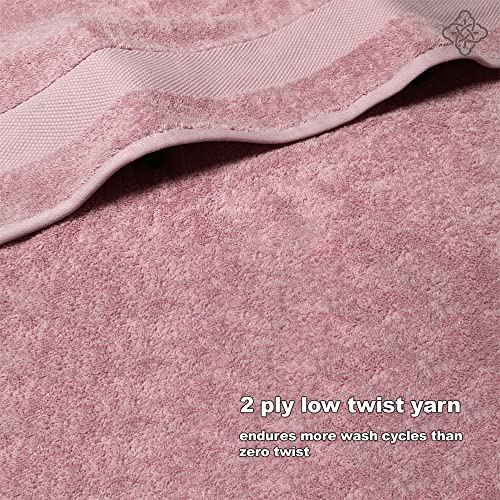 BIOWEAVES 100% Organic Cotton 6-Piece Luxury Bathroom Towels Set GOTS Certified 700 GSM, 2 Bath Towels, 2 Hand Towels & 2 Wash Cloths - Dusty Pink