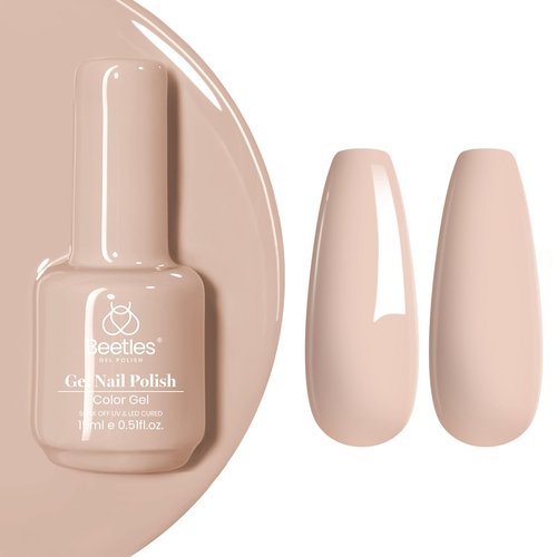 beetles Nude Gel Polish - 15ml 0.5Oz Hazelnut Milk Soak Off Gel Nail Art Manicure Salon DIY Nail Polish Design Decoration at Home Uv Nails Lamp Needed