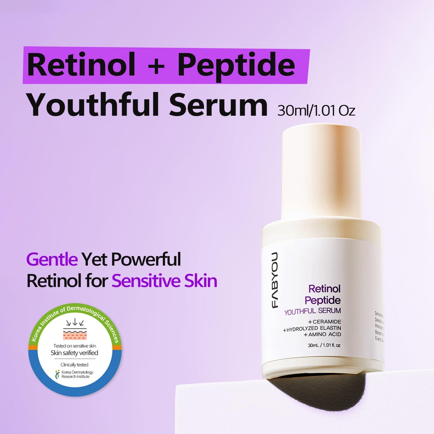 Skiennix Retinol Peptide Youthful Serum - Anti-Aging & Hydrating Formula for Wrinkles & Dark Spots, 1.01 fl oz