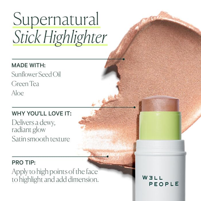 Well People Supernatural Stick Highlighter - Hydrating Dewy Glow for Lips, Cheeks & Eyelids | Vegan & Cruelty-Free