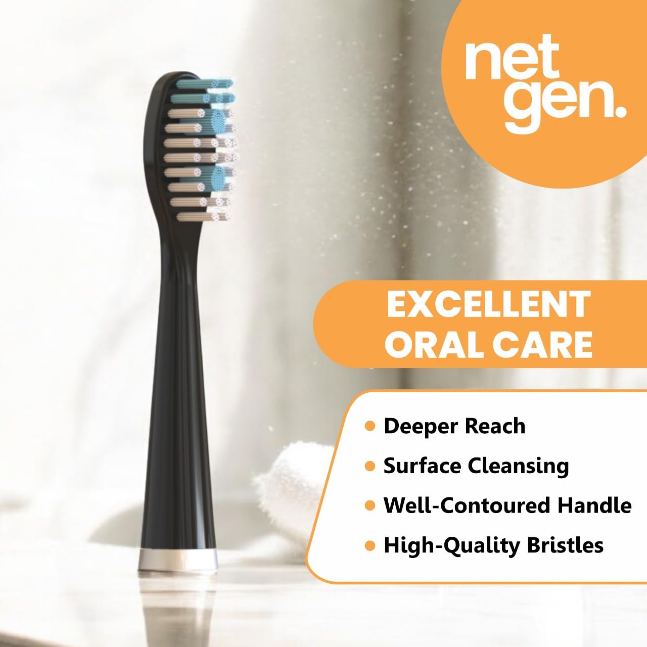 Sonic Electric Toothbrush - Rechargeable Power Brush with 5 Heads & Travel Case | Black, 3 Modes, Soft Bristles