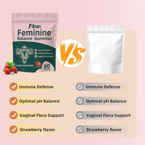 Itiban Women Gummies for pH Balance, Premium Feminine Vaginal Health Probiotics Her Gummy, Immune Support, Vegan, Gluten-Free, Strawberry Flavour 60 Gummies 30 Servings