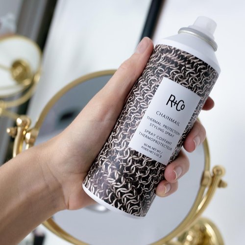 R+Co CHAINMAIL Thermal Protection Spray - Heat Protectant for All Hair Types, Strengthens & Smooths