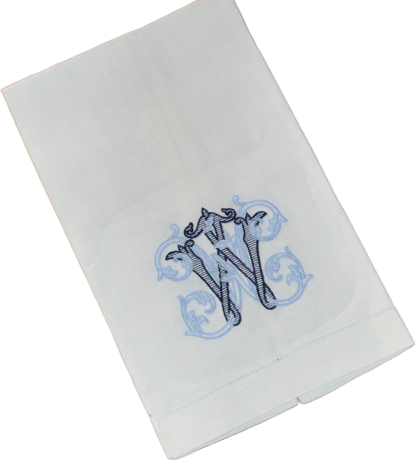 Skiennix Personalized Linen Hand Towel - Monogrammed Vintage Vine Initial | Hemstitched Design