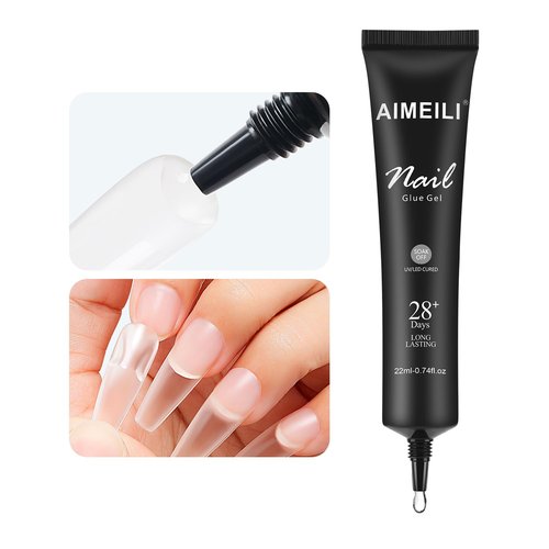 AIMEILI Hema Free Nail Glue Gel 22ml for Nail Tips and Clear Acrylic Nails, Cruelty Free, Vegan, Long Lasting Strong Adhesion for Nail Extension Fake Nails