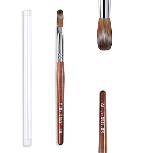 MODELONES Acrylic Nail Brush - 100% Pure Kolinsky Bristles | Sturdy Wooden Handle, Size 8