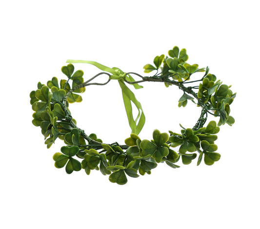 Koolgil Women's St. Patrick's Holiday Flower Wreath Green Headband Simulation Flower Green Hair Comb Hair Accessories (Clover Wreath)