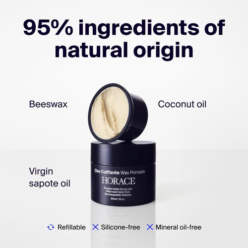 Horace Hair Wax Pomade for Men - Strong Hold & Matte Finish - Refillable 50ml - Woody Scent
