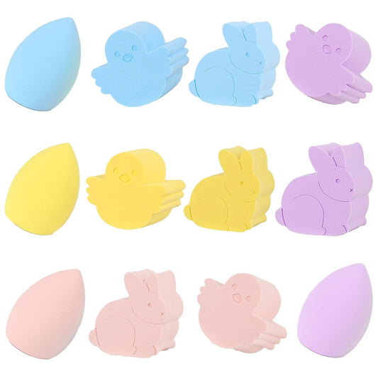 Skiennix Easter Makeup Sponge Set - 12 Pcs Bunny & Chick Blenders | Soft, Latex-Free Beauty Sponges for Foundation & Powder
