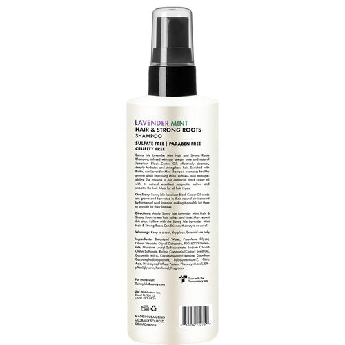 Sunny Isle Lavender Mint Hair and Strong Roots Leave-In Detangler Conditioning Treatment 8oz | Biotin and Jamaican Black Castor Oil | Paraben and Sulfate Free | Double Growth Formula