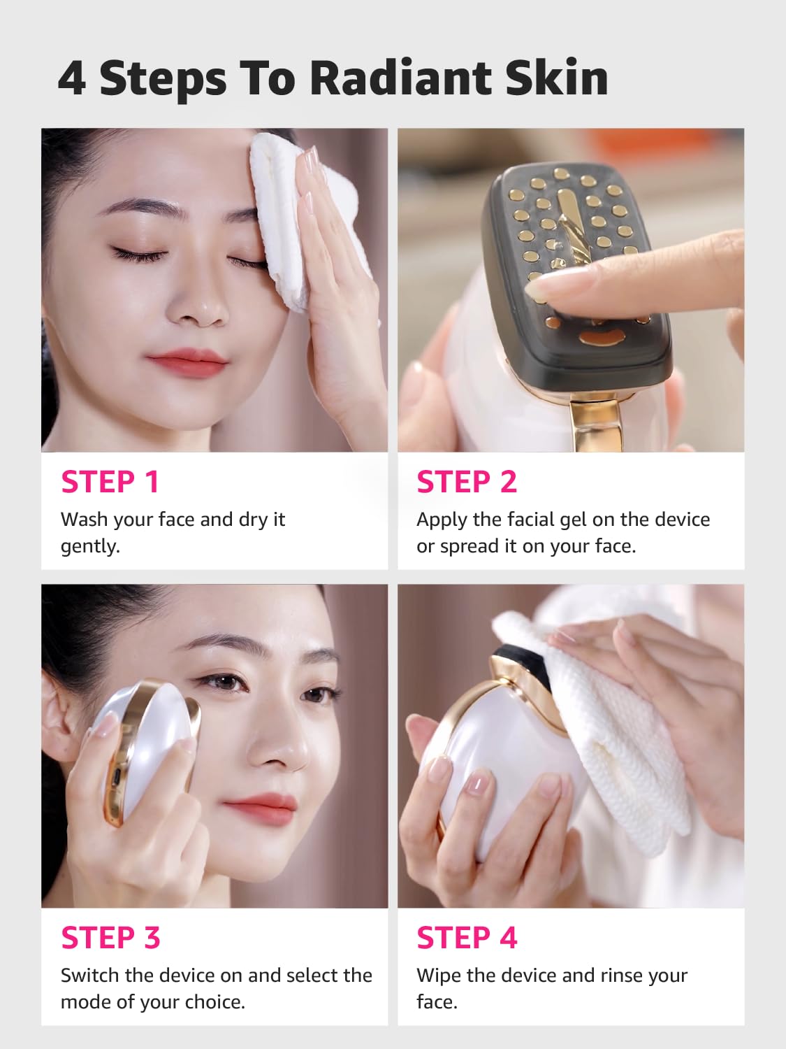 Microcurrent Facial Device Face Lift: iFae 3 in 1 Light Therapy for Face, Portable Face Lift Device for 90 Seconds Lifting, Tightening, Skin Rejuvenation Anti-Aging Wrinkle Skin Salon at Home White