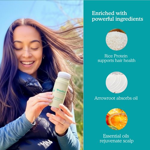 WanderCare Dry Shampoo Powder | Non-aerosol | Volumize & Instantly Refresh | 400+ Uses | Travel-friendly | All Hair | Sunny Citrus