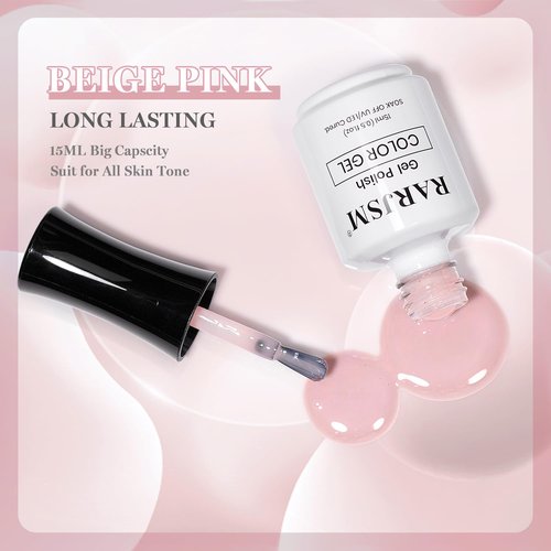 RARJSM Gel Nail Polish - Nude Beige Pink Sheer Jelly for Natural Skin Tones | 15ml Single Bottle