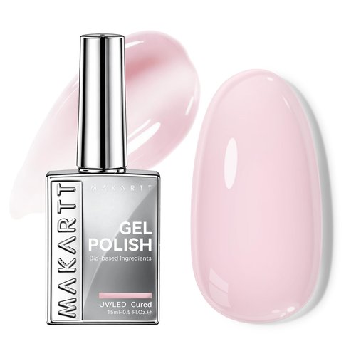Makartt Milky Pink Gel Nail Polish: 15ML Hema-Free Jelly Baby Pink Nail Polish Sheer Translucent Effect Soak Off UV LED Nail Art Manicure DIY Home Salon Gift for Women