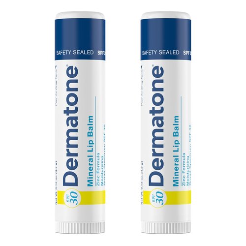 Dermatone Mineral Lip Balm - SPF 30 Moisturizing Lip Sunscreen | Reef Safe, Oxybenzone Free | 0.15 oz (2-Pack)