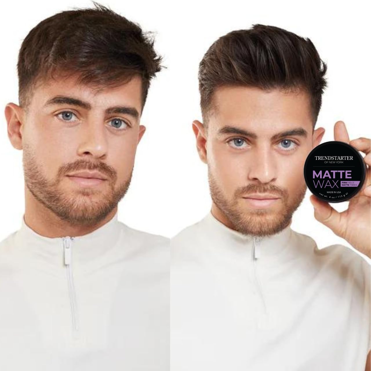 TRENDSTARTER Matte Wax - Firm Hold Hair Styling Pomade | 4oz Water-Based, Flake-Free Finish for All Hair Types