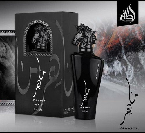 Lattafa Perfumes Maahir Black Edition for Unisex Eau de Parfum Spray, 3.4 Ounce
