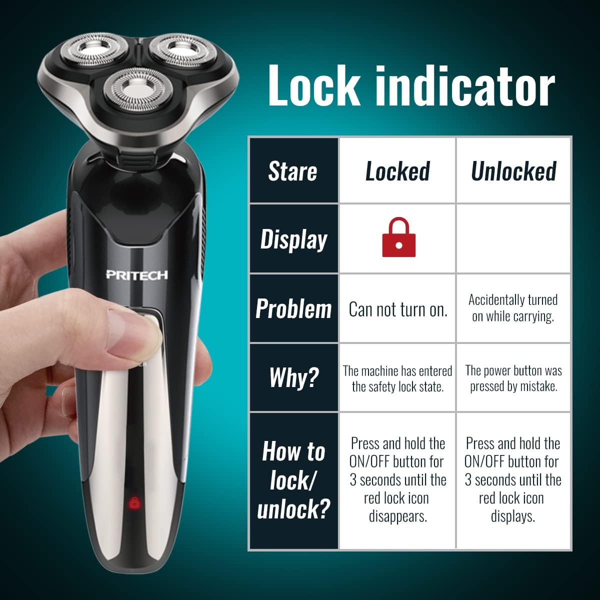 Skiennix Electric Razor for Men - Waterproof Rechargeable Shaver with Nose & Sideburn Trimmer