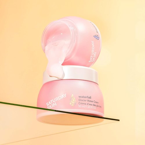 Saturday Skin Water Cream - Vegan Oil-Free Hydrating Facial Moisturizer | Mini Size 1.01 Fl Oz (30ml)