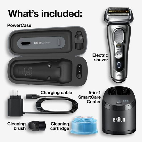 Braun Electric Razor - Series 9 Pro 9477cc Waterproof Foil Shaver | Wet & Dry Shaving, Silver