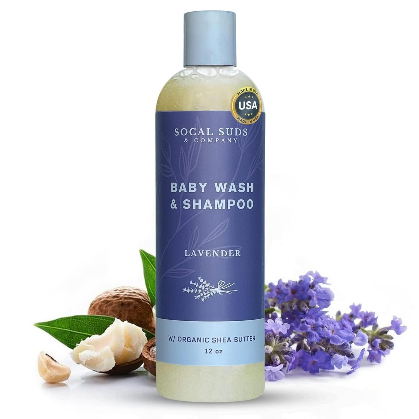 SoCal Suds & Company Baby Body Wash & Shampoo - Natural Lavender Soap for Sensitive Skin | 12oz Bottle