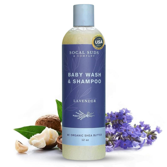 SoCal Suds & Company Baby Body Wash & Shampoo - Natural Lavender Soap for Sensitive Skin | 12oz Bottle