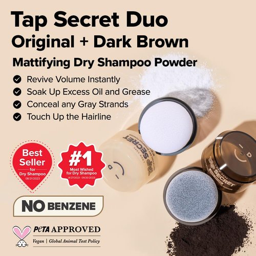 I DEW CARE Biotin Clarifying Dry Shampoo Duo Set - Strengthening & Volumizing, Travel Size, Brunette, 0.29 Oz * 2